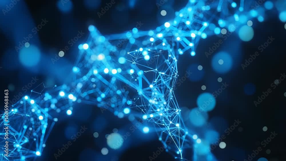 Poster futuristic plexus network glowing in digital cyberspace