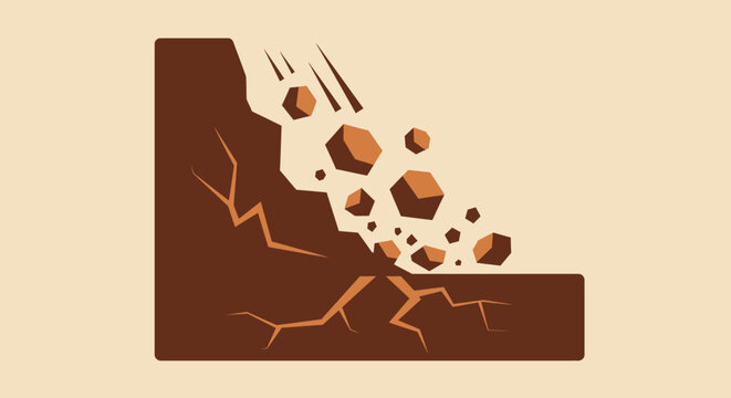 brown landslide rocks falling, cracked earth clip art preview