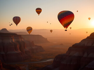 Obraz premium hot air balloons at sunset