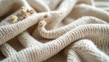 Cream Knit Hemp Textile with Soft Texture