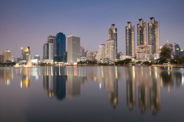 Bangkok lake and skyline