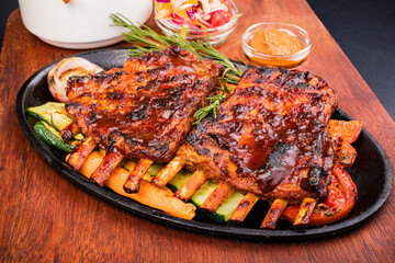 grilled meat with vegetables