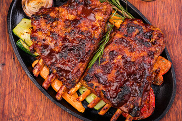 grilled meat with vegetables