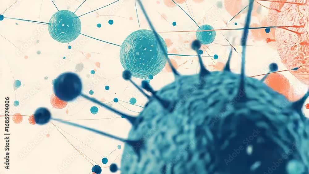 Poster virus particles connecting and spreading through a network