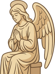 A tranquil angel statue positioned within a calm church setting