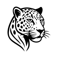 Leopard Head Vector Illustration – Wild Big Cat Silhouette with Tribal Style Lines – Panther, Jaguar, or Cheetah Animal Logo for Tattoo, Emblem, or Artwork
