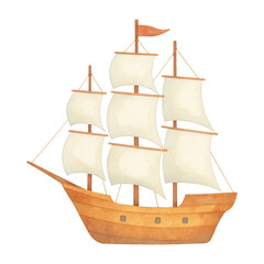 PNG Vintage sailing ship illustration.