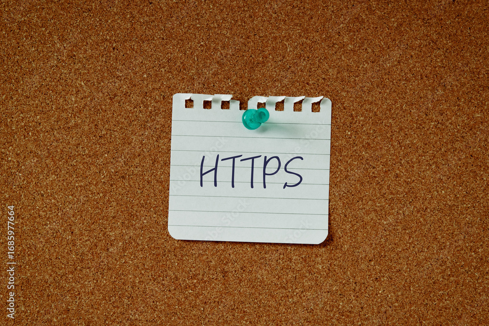 Aufkleber there is a piece of paper with the word https. it is an abbreviation for hypertext transfer protocol