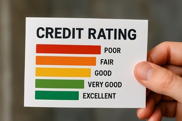 A person holding a credit rating chart for financial analysis. 