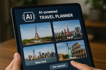 AI Travel Planner on a Tablet. 