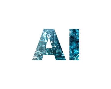 AI artificial intelligence text effect with circuit board design