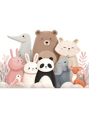 Obraz premium A charming group of cute woodland animals together.