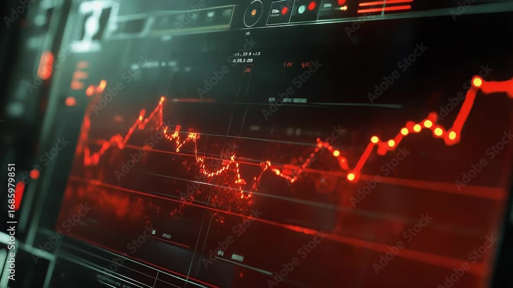 Poster stock market graph showing increasing values on a computer screen