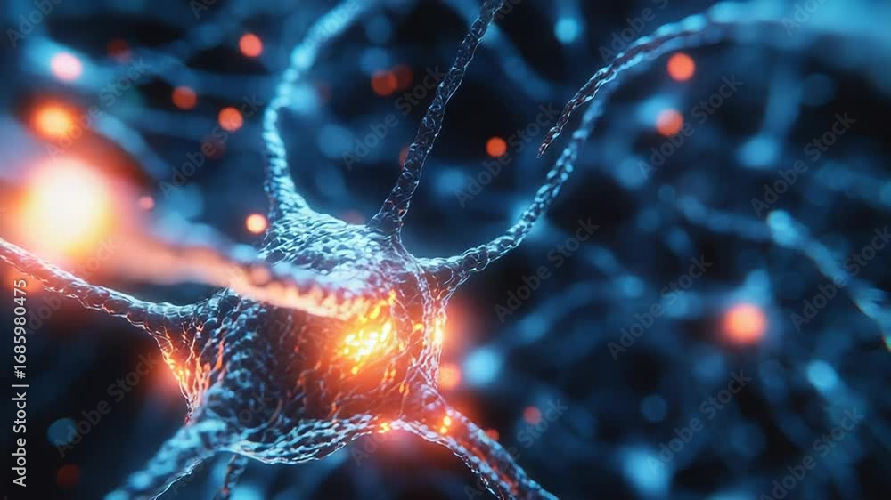 Poster neuron transmitting signals in neural network of human brain