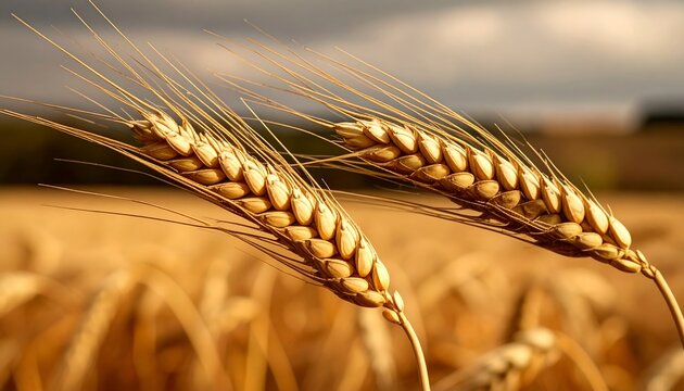 Golden wheat ears in a field