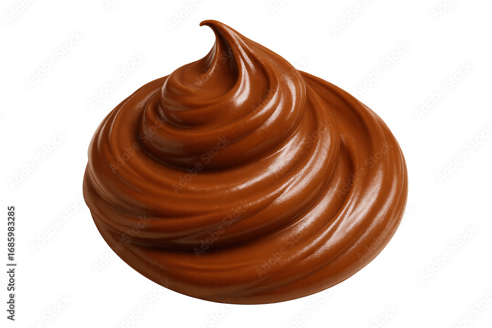 Poster caramel cream swirling with elegant curves, creating mesmerizing pattern on translucent surface