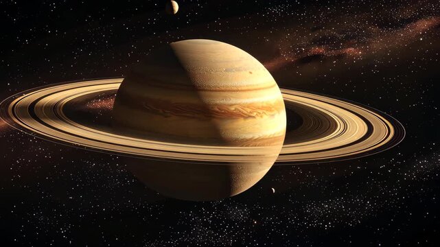 Cosmic Saturn: A breathtakingly detailed view of Saturn and its iconic rings, set against the vastness of the starry cosmos, capturing the beauty and mystery of the solar system.