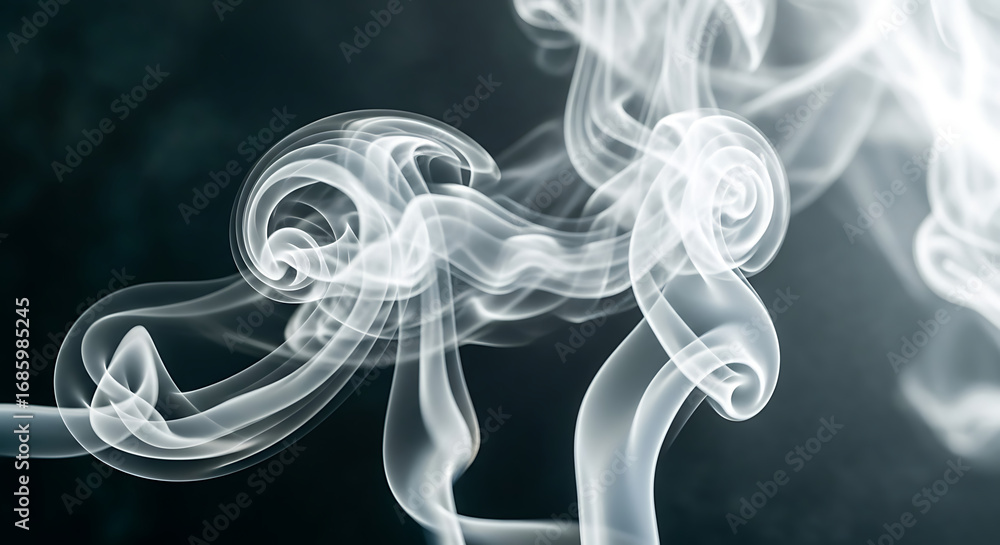 Poster elegant white smoke swirls creating mesmerizing patterns, perfect for abstract designs and creative 
