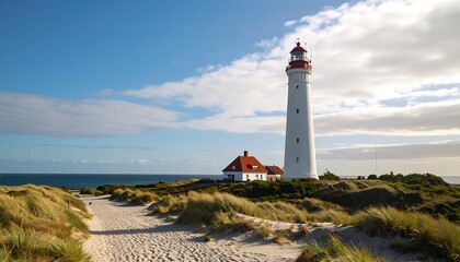Lighthouse on a sandy beach