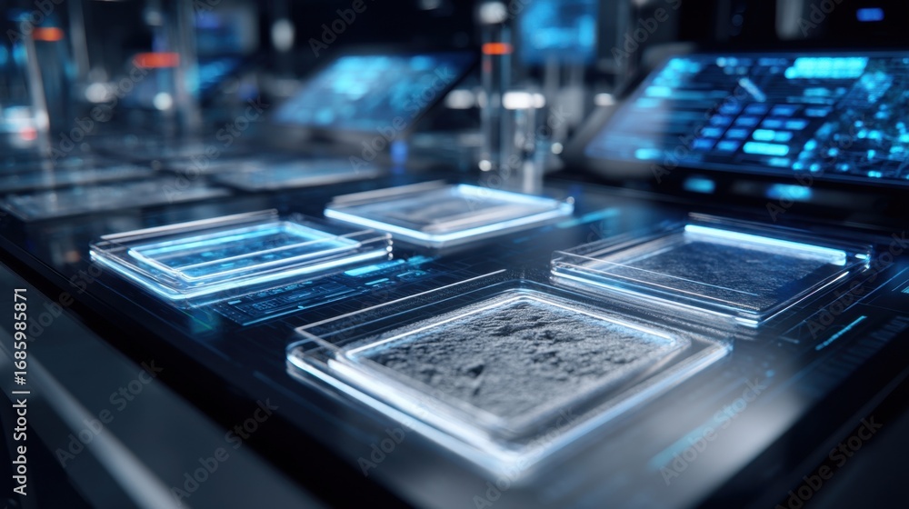 Poster A focused shot of lithium extraction membranes laid out on a workstation with precise measurements and textures highlighted emphasizing material quality and design.