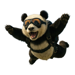 Obraz premium PNG Panda skydiving adventure excitement.
