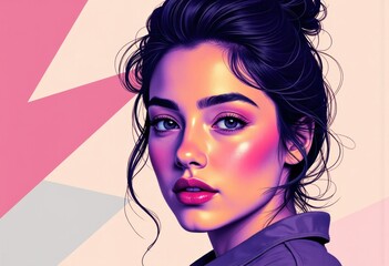 Fototapeta premium Individual with a smooth gradient face showcasing vibrant colors and beauty
