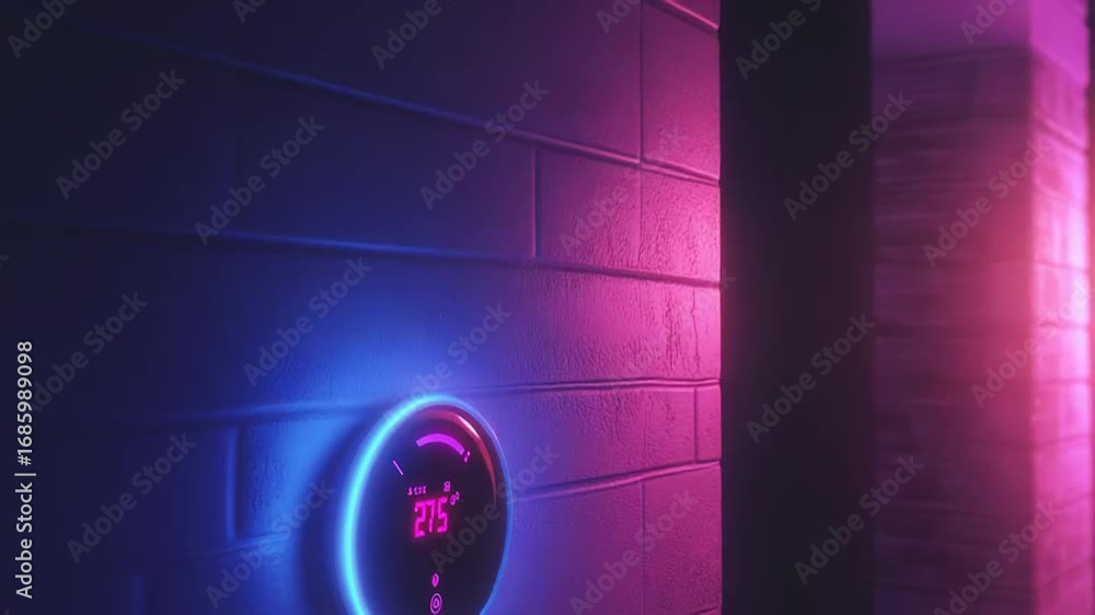 Poster smart thermostat showing temperature on futuristic interface displaying 27.5 degrees celsius