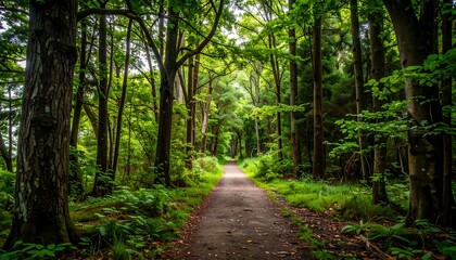 Lush green forest path