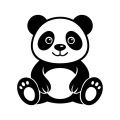 Cute Panda Vector Illustration – Cartoon Bear Sitting Silhouette – Adorable Animal Logo for Kids Design, Mascot, or Decorative Artwork