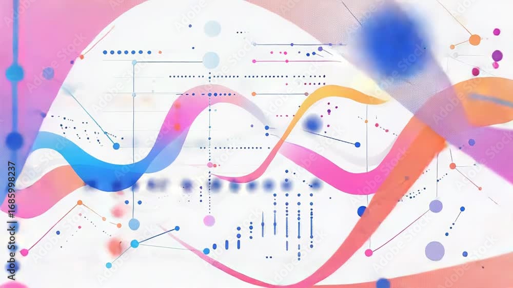 Poster abstract data stream flowing with lines and dots connecting
