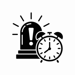 Alarm Clock Warning Icon Vector Emergency Time Alert Symbol