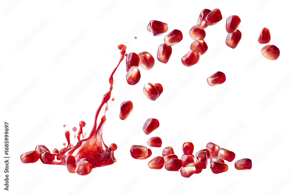 Poster a red splash of juice is splashing out of a container