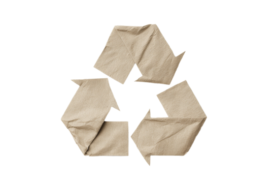 A paper triangle with arrows pointing in different directions