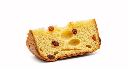 Fototapeta premium Slice of candied fruit panettone for Christmas on a white background