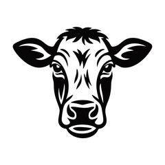 Cow Head Vector Illustration – Tribal Style Farm Animal Face, Dairy Cow Silhouette, Livestock Artwork for Logo and Agriculture Branding