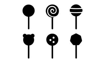 Lollipop set: playful silhouette candy icons in geometric designs