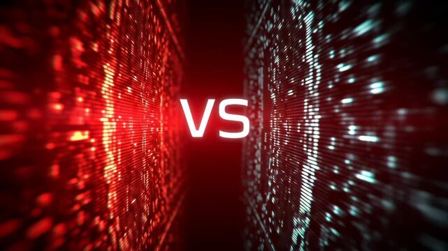 Exciting digital showdown with vibrant colors and dynamic patterns at night