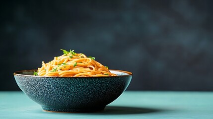 Delicious bowl of asian noodles with toppings