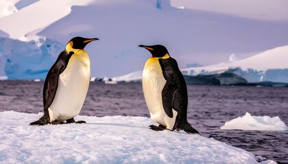 Fototapeta premium Two penguins on ice floes