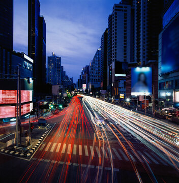 Bangkok traffic and skyline