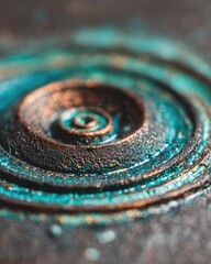 Detailed Close Up View Of Circular Bronze Metal Design