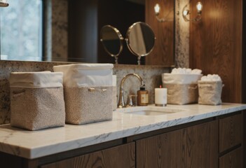 Stylish bathroom organization with a cabinet system and effective storage solutions