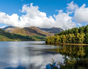 Serene autumnal lake scene