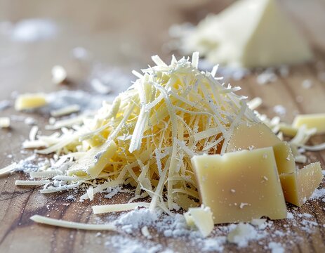 Pasta Day Delights Close-up of Freshly Grated Cheese for Culinary Creations! - Powered by Adobe