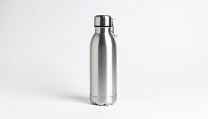 Stainless Steel Water Bottle on White Background