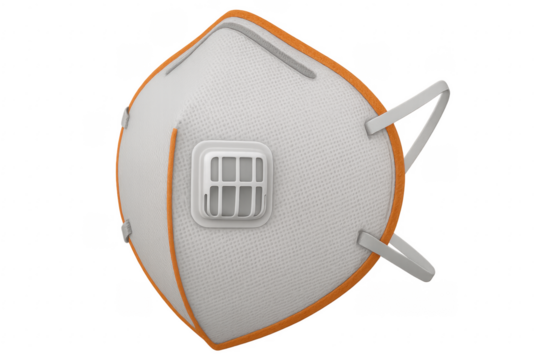 Protective Face Mask with Exhalation Valve on Transparent Background