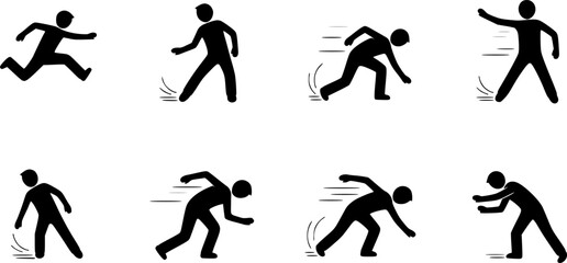 set of person dodging action outline icon vector
