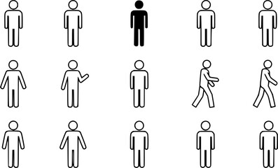 set of person standing up outline icon vector
