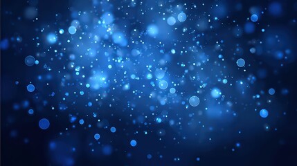 Abstract Blue Glitter Background with Glowing Particles