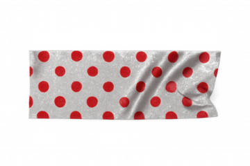 Wavy silver fabric with red polka dots isolated on transparent background, perfect for fashion and design projects